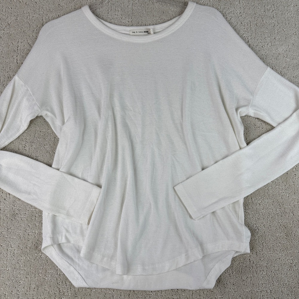 Rag & Bone Hudson Pullover Women XS White Long Sleeve Knit Top 12928